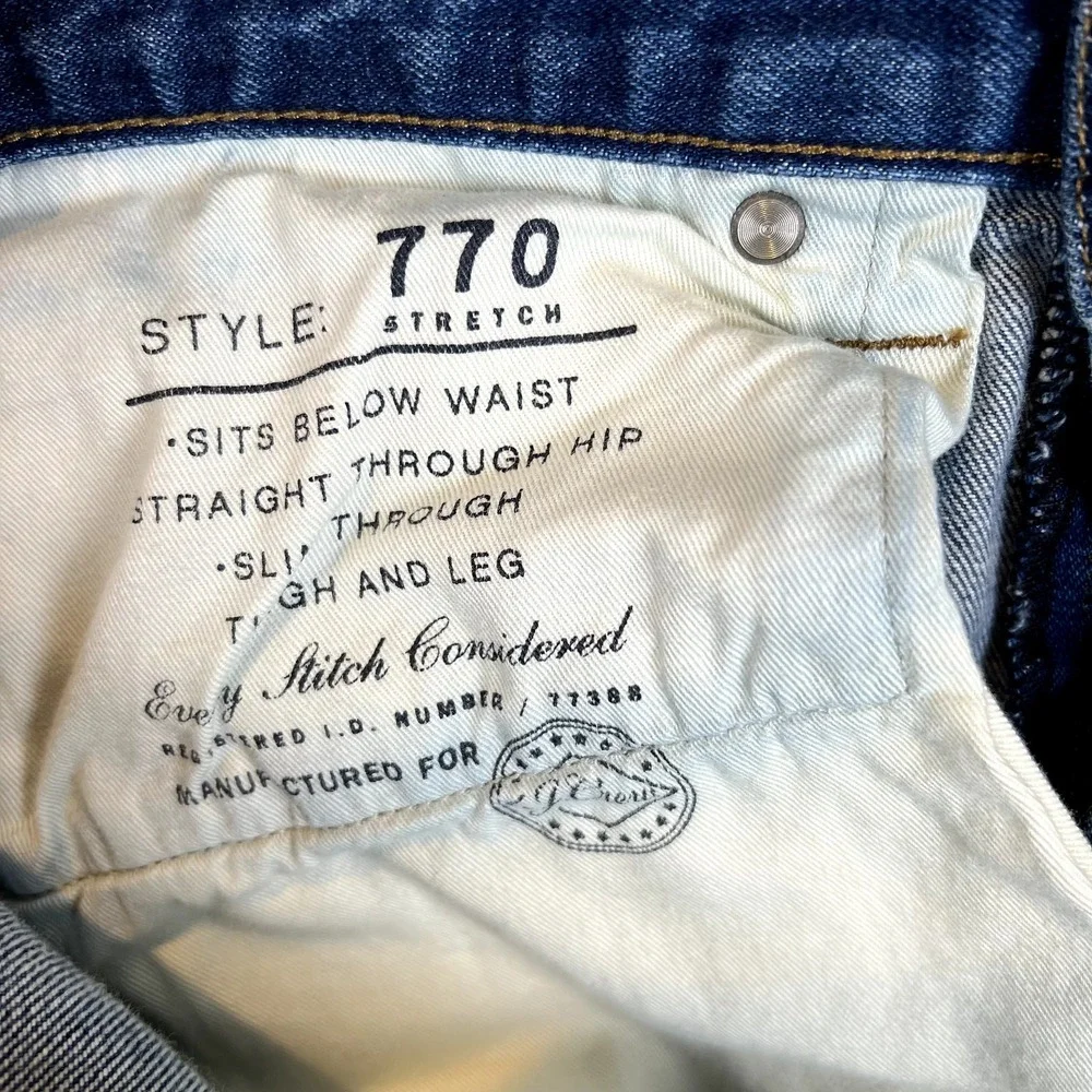 J Crew 770 Jean Men 34x30 Straight‎ Fit Dark Wash Blue Classic Denim J.Crew